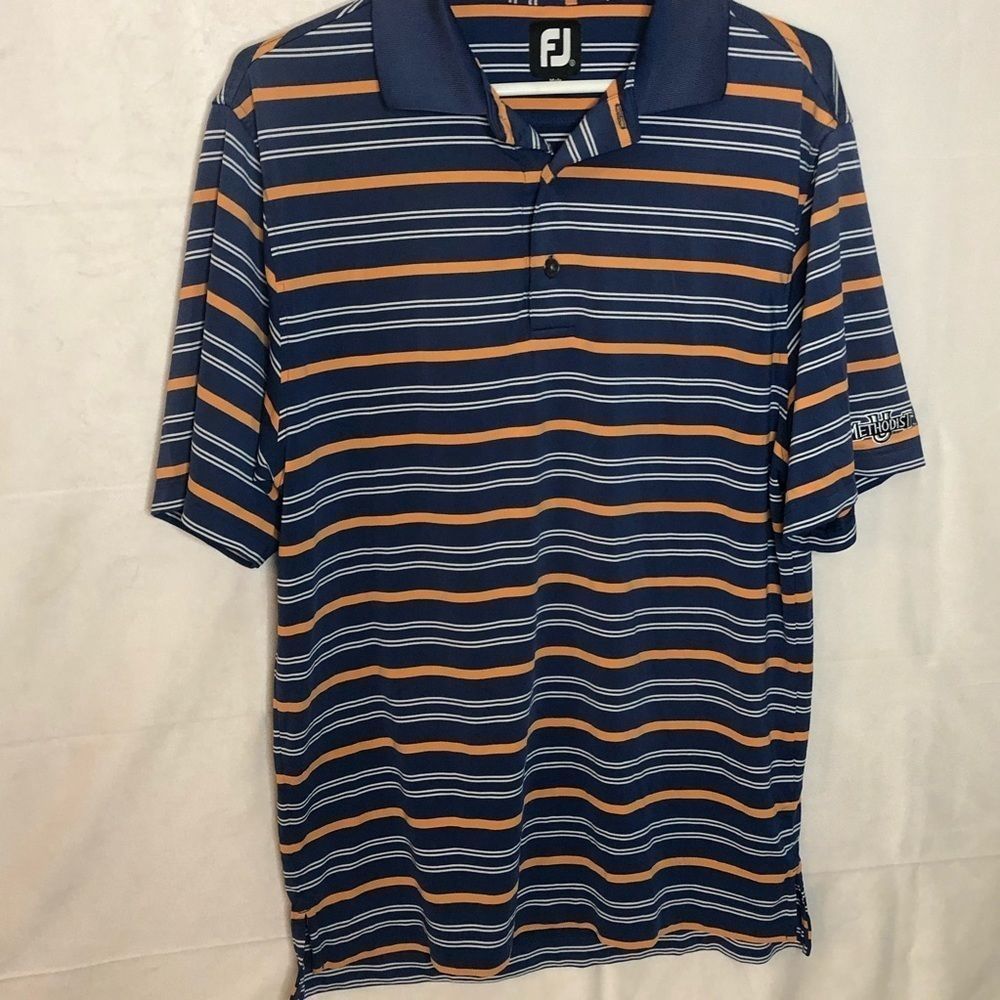 Footjoy Methodist University orange stripe polo size small